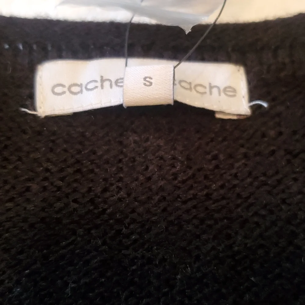 Cache Cache Black Tunic Sweater With Lace Embroidered Eiffel Tower Size S - Picture 3 of 8